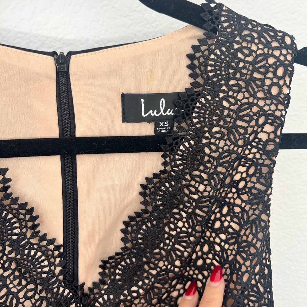 NWT Lulu's After the After Party Black and Nude Lace Bodycon Dress - Picture 9 of 13
